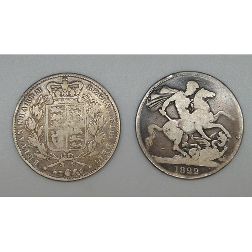 104 - Two Victorian crowns, 1822 and 1845