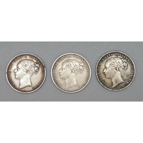 110 - Three Victorian shillings, 1874, 1880 and 1881