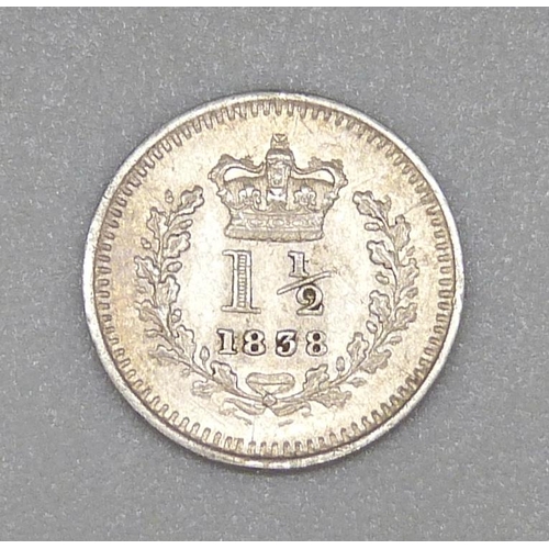 118 - A Victorian 1838 1½ pence coin