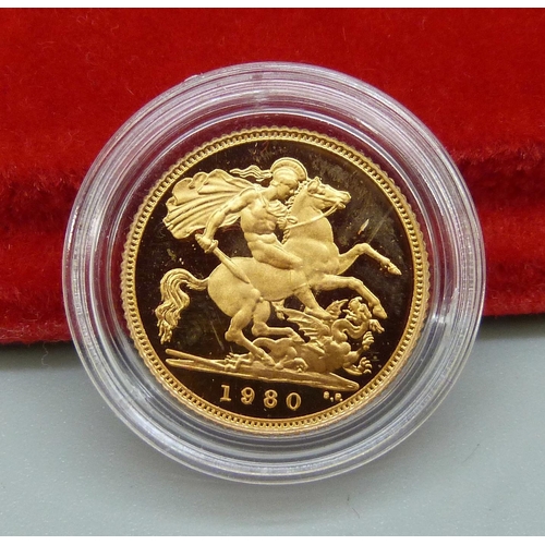 121 - A 1980 proof half sovereign