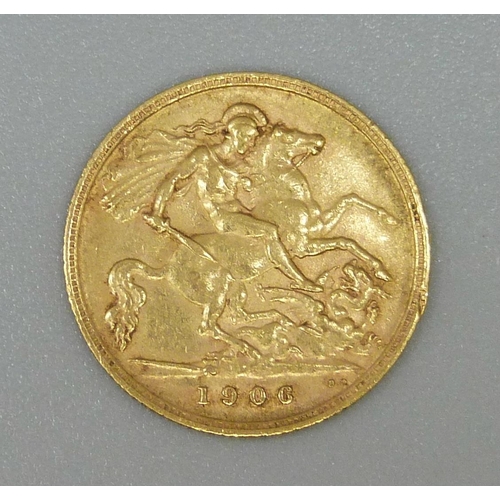 130 - An Edward VII 1906 half sovereign