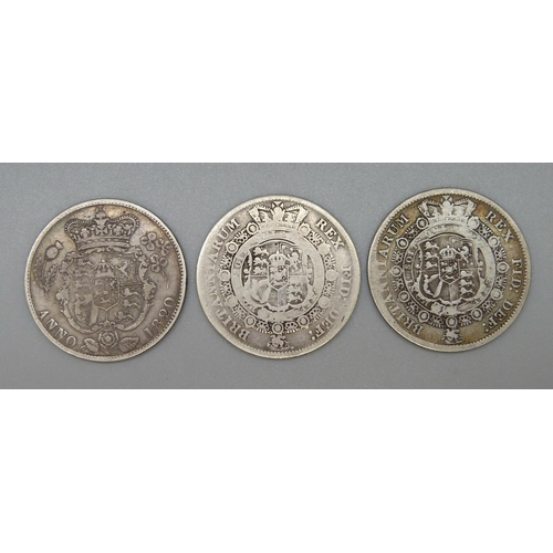 148 - Three half crowns, 1816, 1817 and 1820