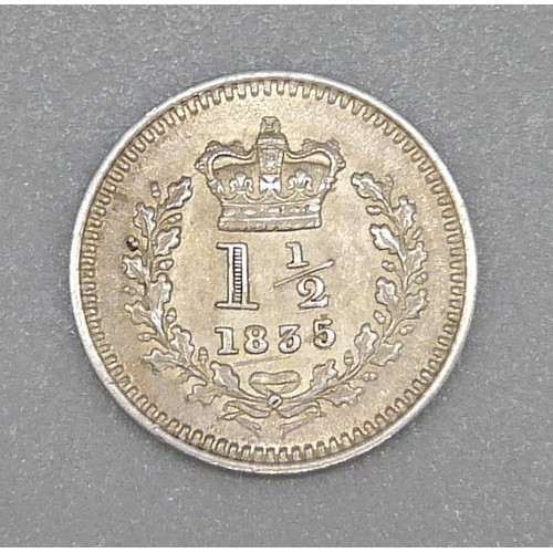 153 - A William IV 1835 1½ pence coin, uncirculated