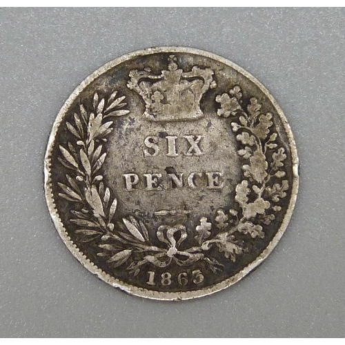 157 - A Victorian 1863 sixpence