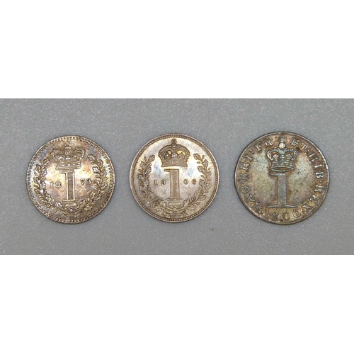 158 - Three 1d coins, 1800, 1873 and 1906