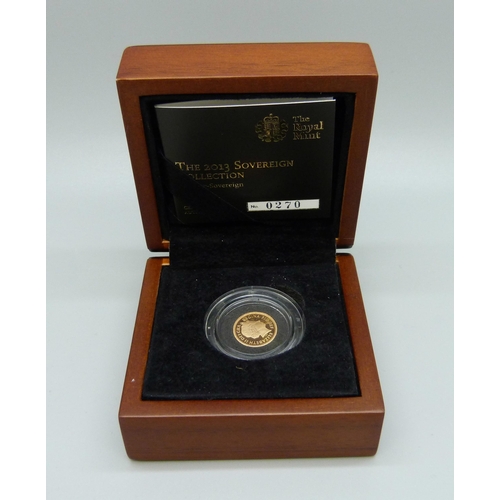 16 - A 2013 proof quarter sovereign, The Royal Mint