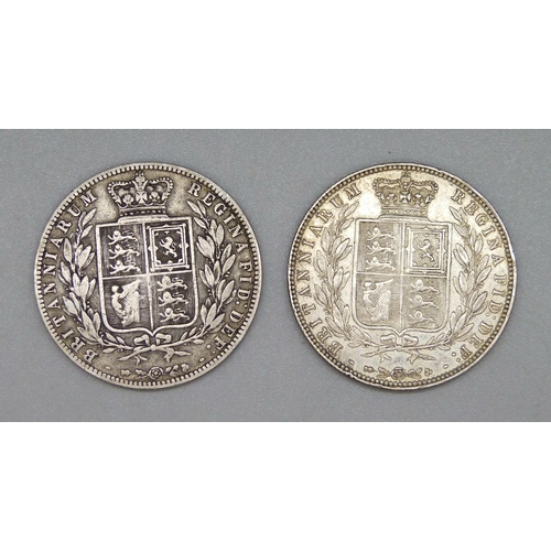 181 - Two Victorian half crowns, 1875 and 1876