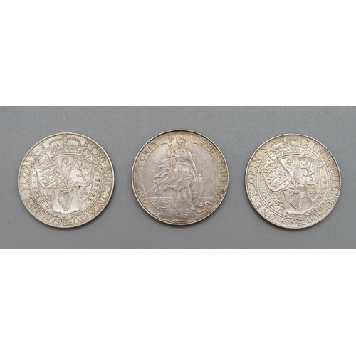 194 - Three florins, Victoria 1900, 1901 and Edward VII 1902