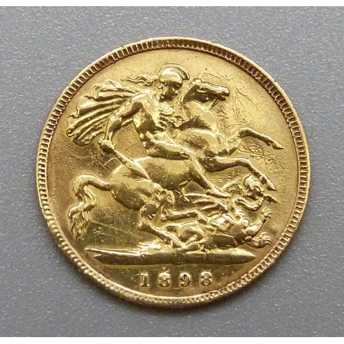 218 - A Victorian 1898 half sovereign