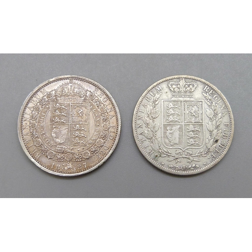 227 - Two half crowns, 1886 and 1887