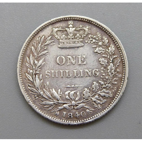 229 - A Victorian 1840 one shilling