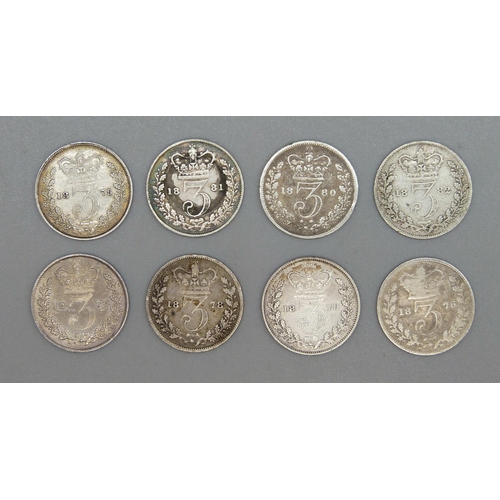 24 - Eight Victorian 3d coins