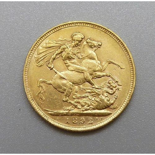 242 - A Victorian 1892 full sovereign