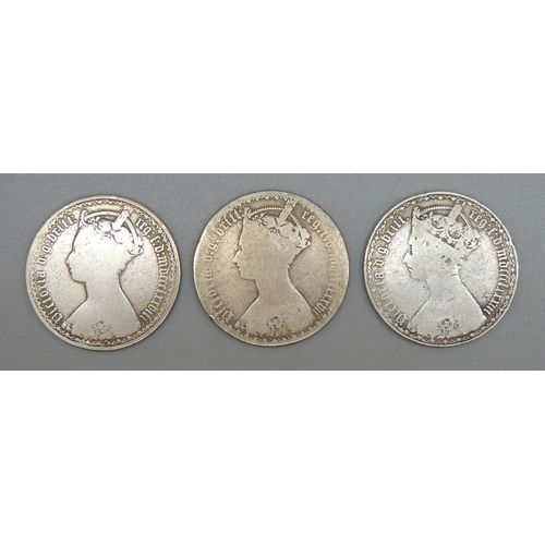 25 - Three florins, 1877, 1878 and 1883