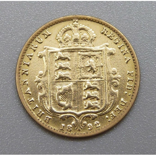 291 - A Victorian 1892 half sovereign