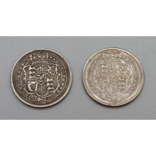 301 - Two George III one shilling coins, 1817 and 1818