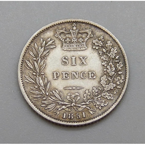 308 - An 1851 sixpence