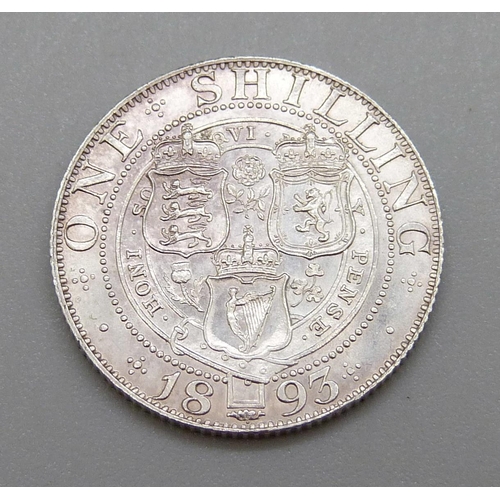 313 - An 1893 one shilling coin, uncirculated