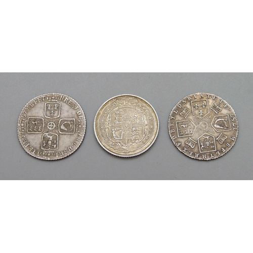 318 - Three sixpence coins, George II 1757, George III 1787 and 1816