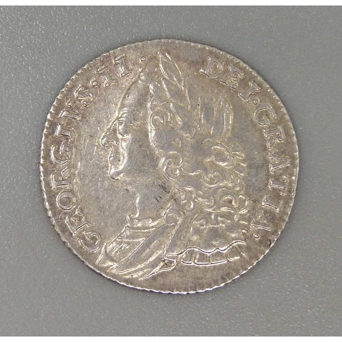 35 - A George II 1758 sixpence coin, EF