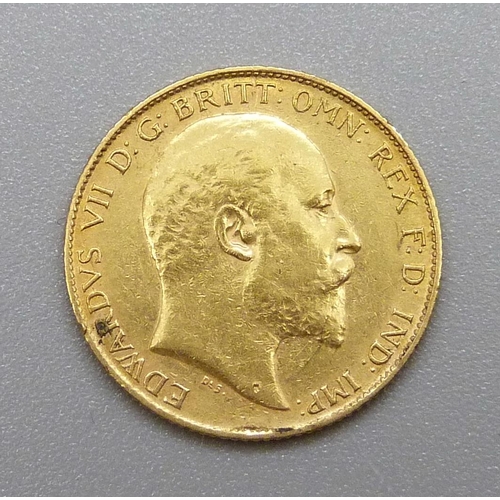 366 - An Edward VII 1908 half sovereign