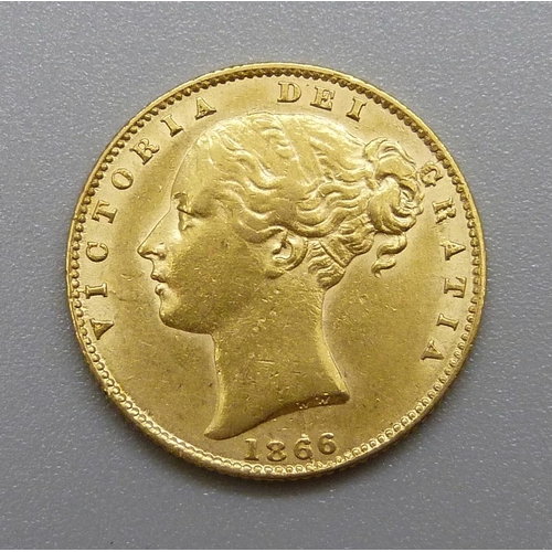 367 - A Victorian 1866 full sovereign, die 68