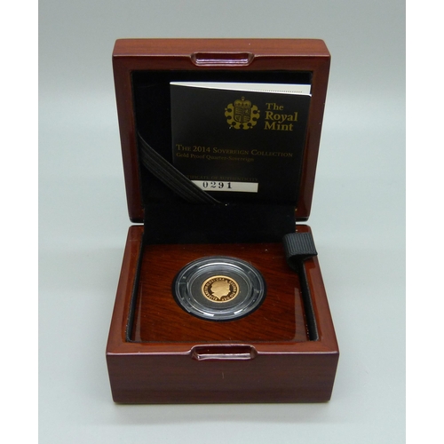 4 - A 2014 proof quarter sovereign, The Royal Mint