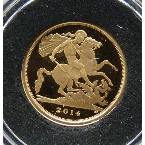 4 - A 2014 proof quarter sovereign, The Royal Mint