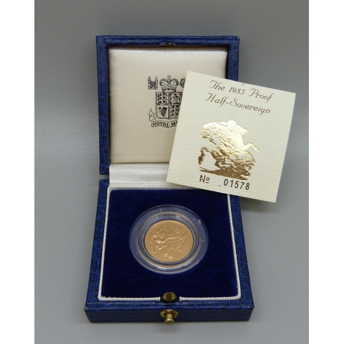 41 - A 1985 proof half sovereign, Royal Mint