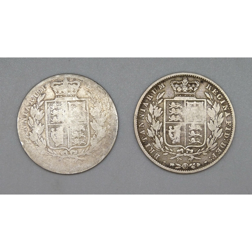 73 - Two half crowns, 1845 and 1874