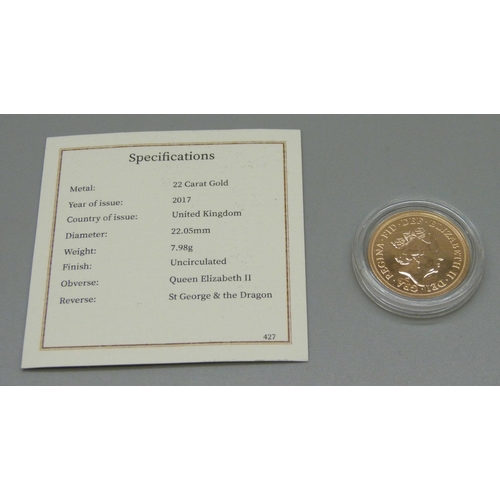 90 - A 2017 full sovereign, uncirculated