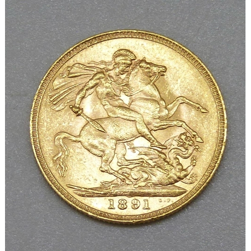 91 - A Victorian 1891 full sovereign