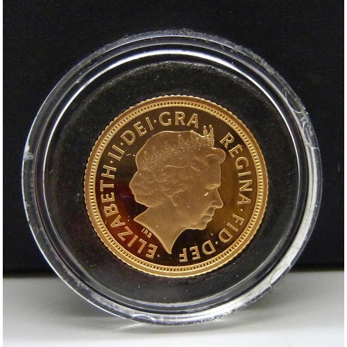 97 - A 2005 proof half sovereign, one year St. George design