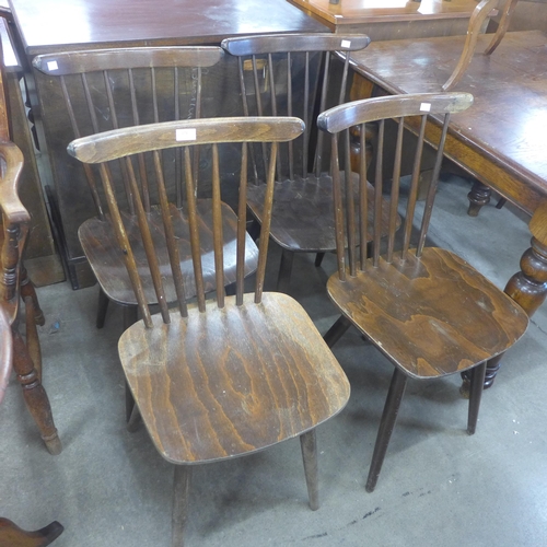 125 - A set of four beech kitchen chairs