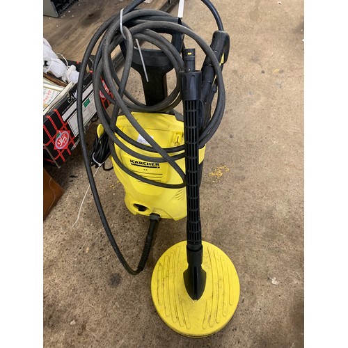 2095 - Karcher K2 pressure washer with 2 attachments & floor scrubber - W