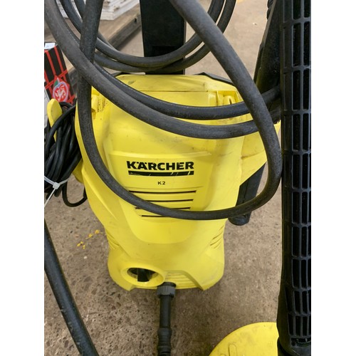 2095 - Karcher K2 pressure washer with 2 attachments & floor scrubber - W