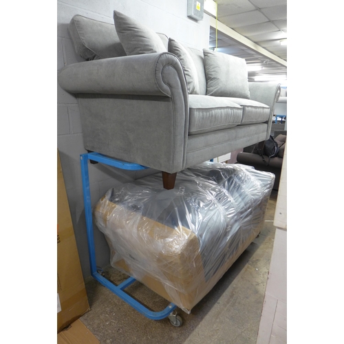 1400 - A pair of Mosta Gracelands pewter upholstered sofas (3 + 2) - This lot is subject to VAT*