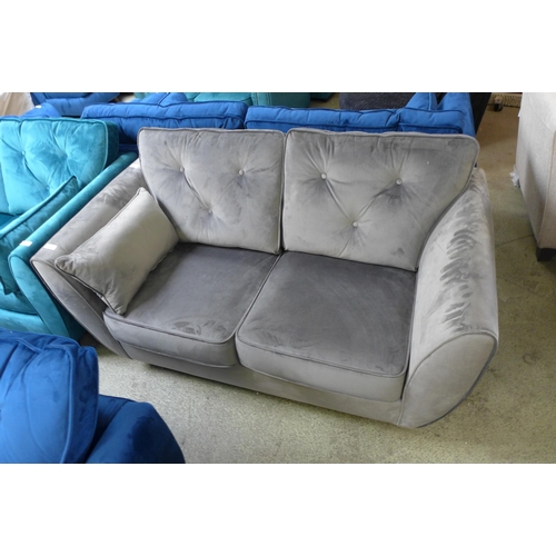 1305 - A grey velvet Hoxton two seater sofa