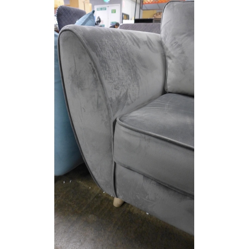 1306 - A Hoxton grey velvet armchair