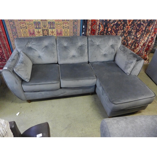 1416 - A Hoxton grey velvet corner sofa/chaise