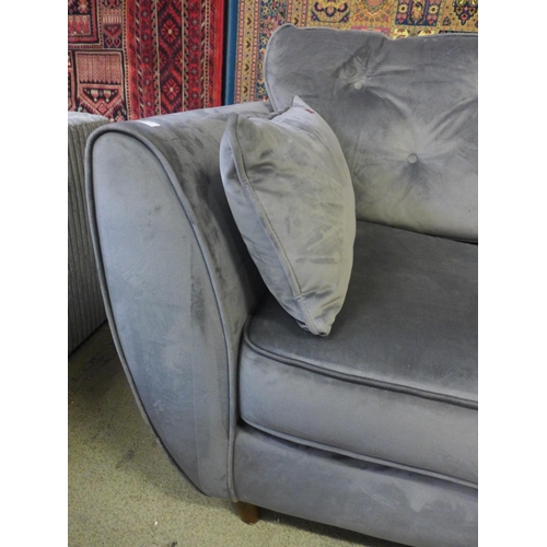 1416 - A Hoxton grey velvet corner sofa/chaise