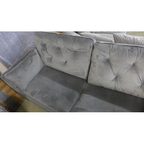 1417 - A Hoxton ash velvet upholstered three seater sofa and footstool