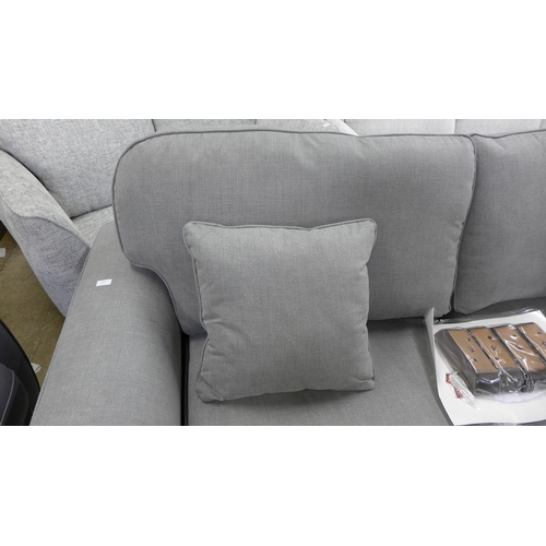 1418 - A grey fabric three seater sofa