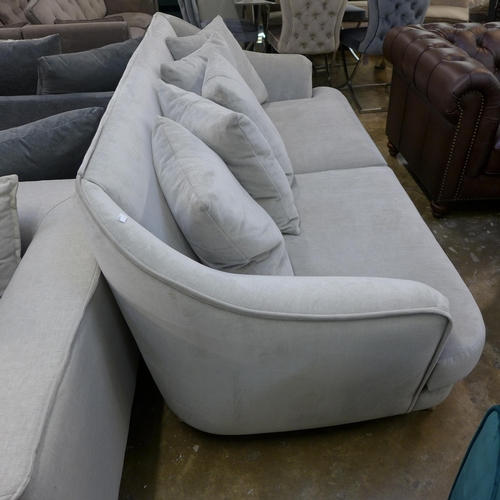 1420 - A grey velvet Danetti upholstered high back four seater sofa