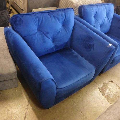 1327 - A Hoxton blue velvet armchair