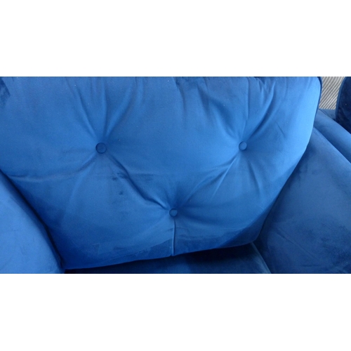 1327 - A Hoxton blue velvet armchair