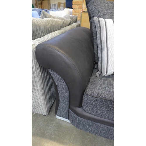 1499 - A black and grey two seater sofa