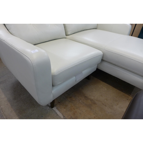 1376 - A cream leather button back RHF sofa/chaise