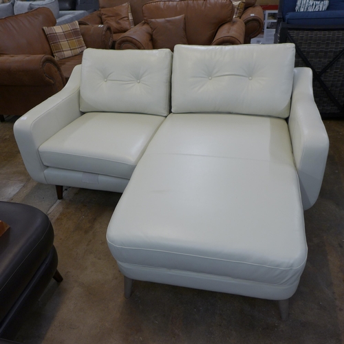 1376 - A cream leather button back RHF sofa/chaise