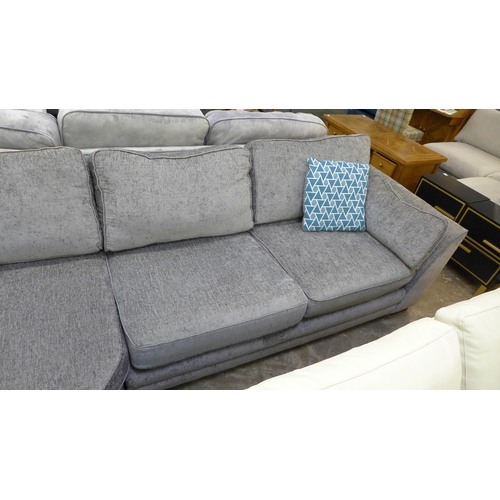 1387 - An Isla charcoal upholstered RHF corner sofa with blue geometric scatter cushions * this lot is subj... 